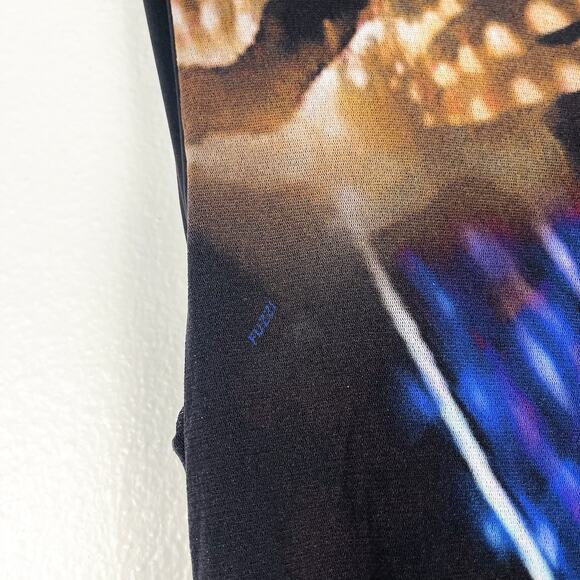 Fuzzi XXL Multicolor Fish Print Mesh Stretch Sleeveless Belted Wide-Leg Jumpsuit - Picture 6 of 7